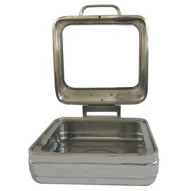 Mirror Finish Square Shape Banquet Chafing Dishes With Big Glass Lid For Hotel Supplies